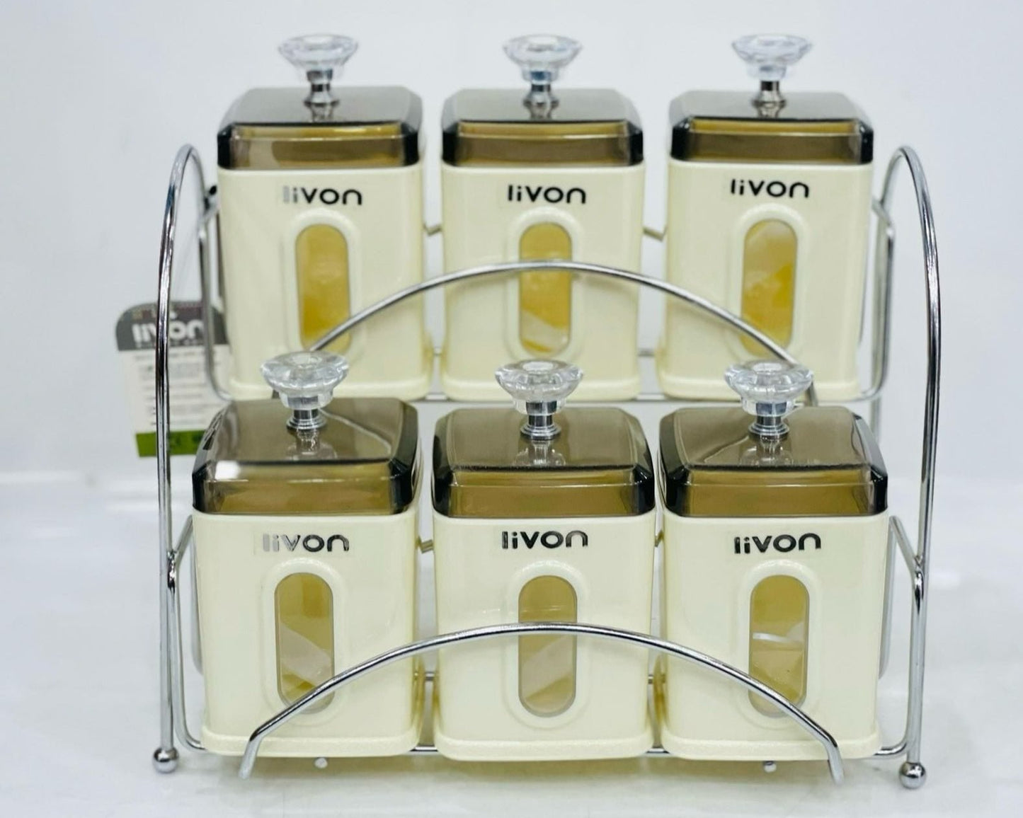 Livon Spice Jar Set 6 - Pcs with Steel Stand! - HomeKet Traders