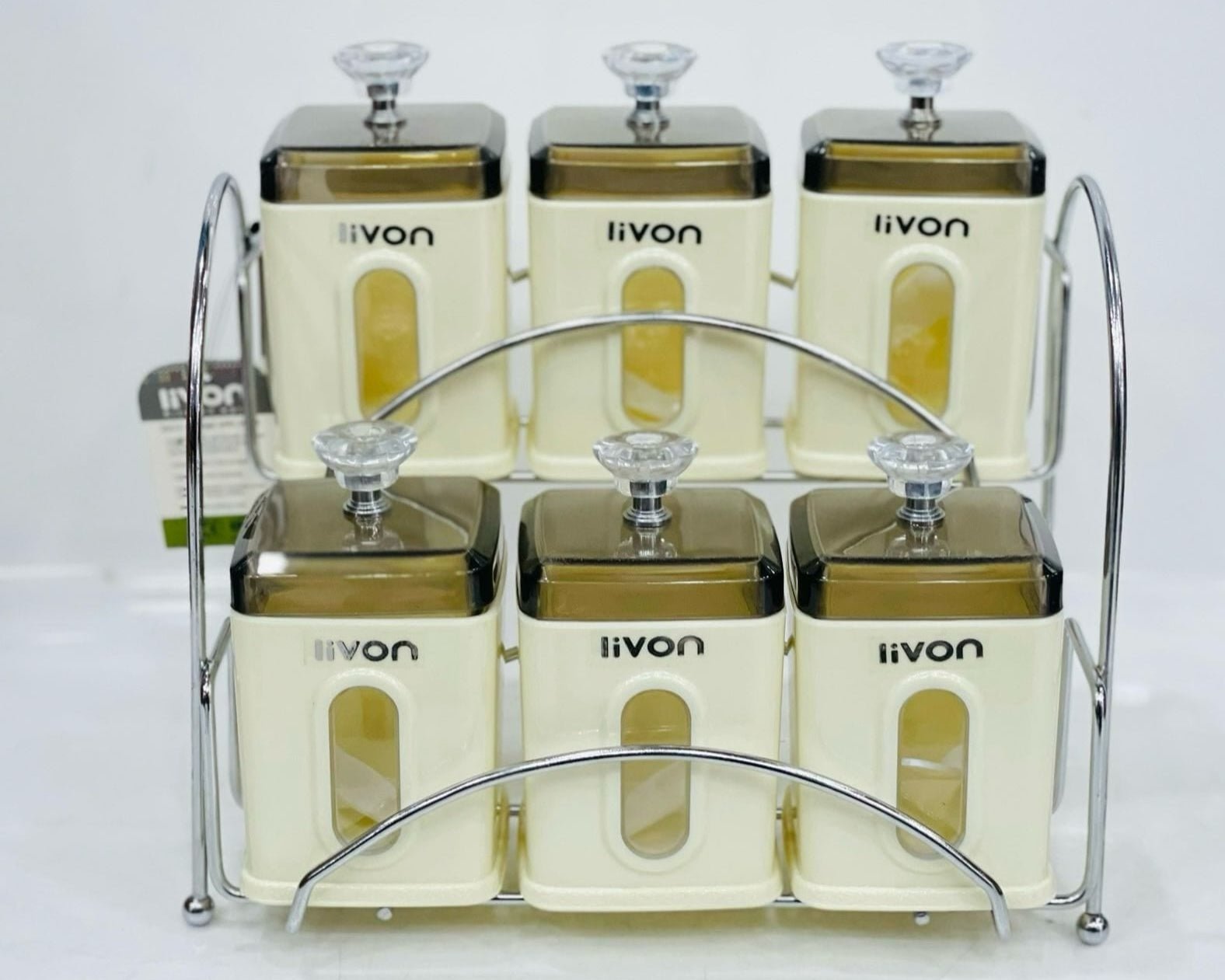 Livon Spice Jar Set 6 - Pcs with Steel Stand! - HomeKet Traders