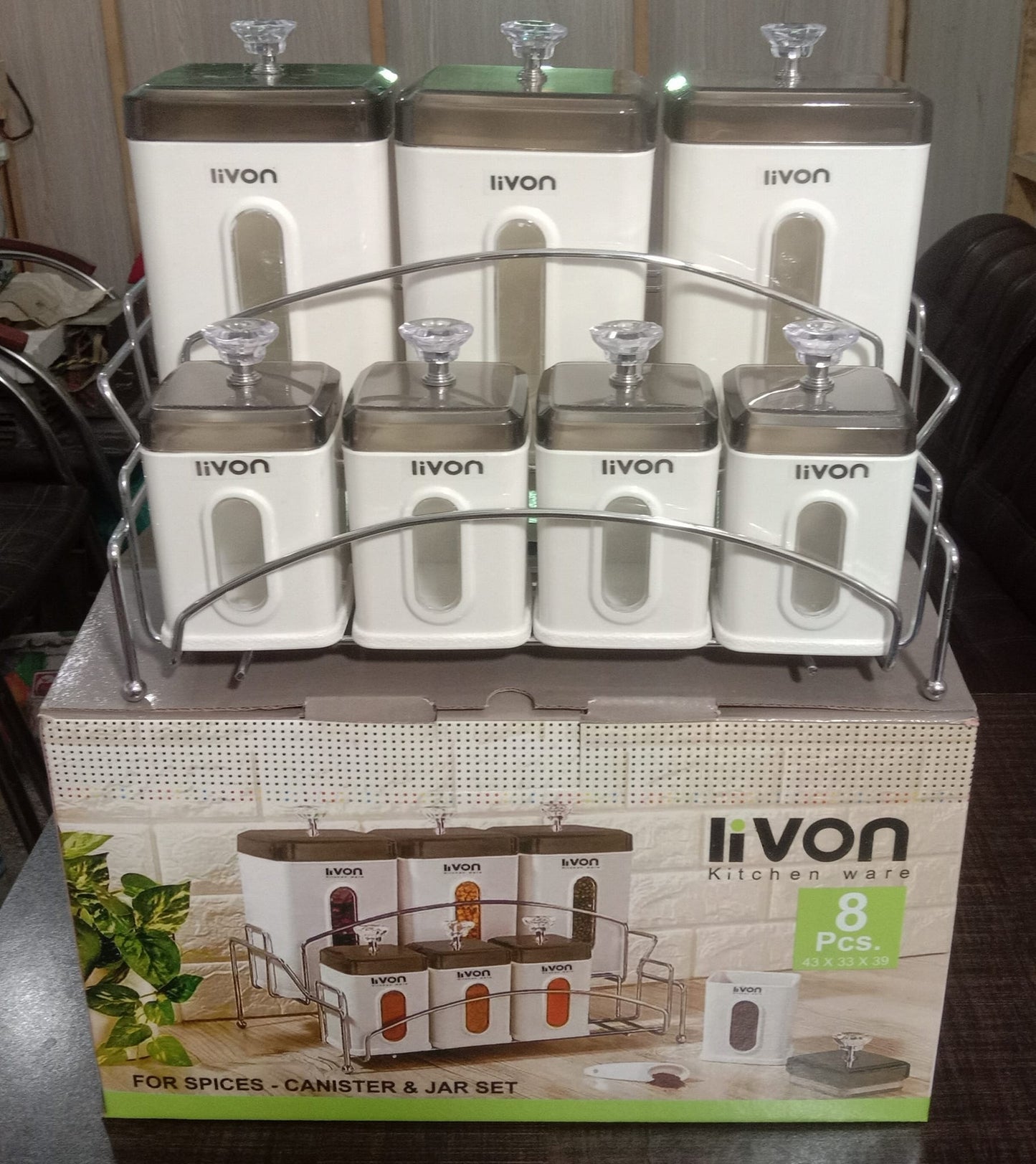 Livon Spice Jar Set 8-Pcs with Steel Stand!
