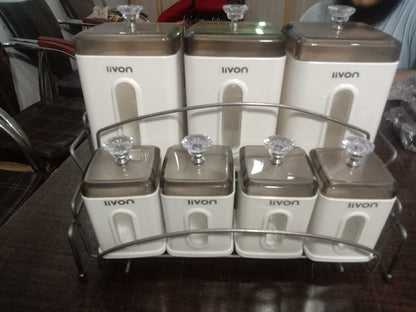 Livon Spice Jar Set 8-Pcs with Steel Stand!