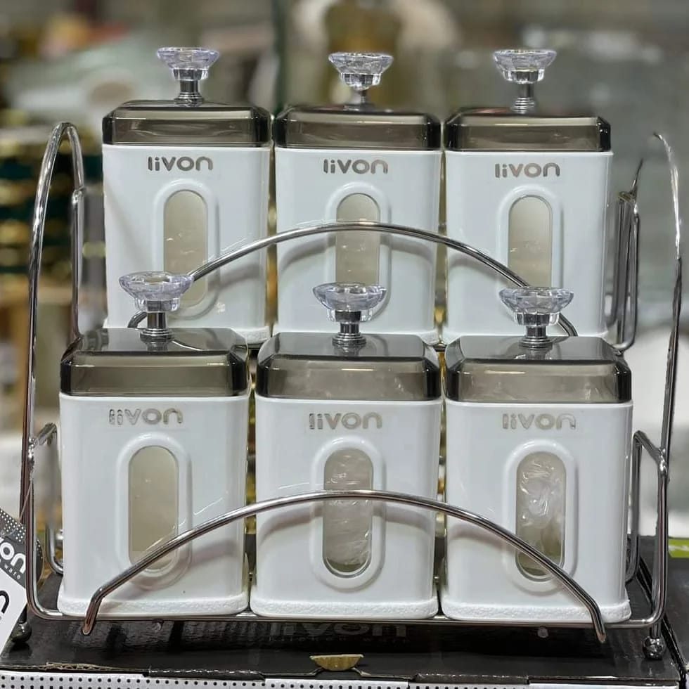 Livon Spice Jar Set 6-Pcs with Steel Stand!