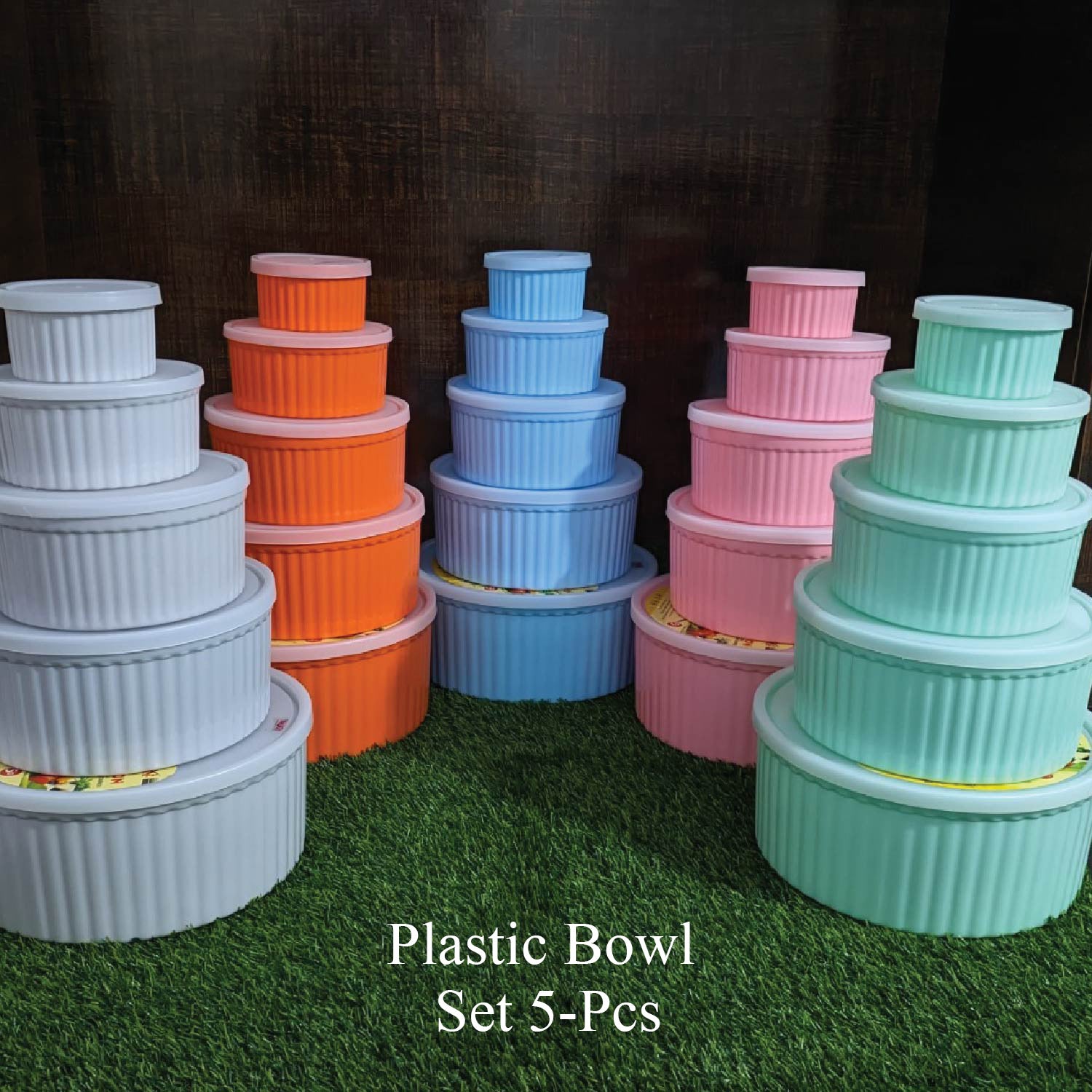 Next Icon Plastic Bowl Set with Rubber Lid 5-Pcs!