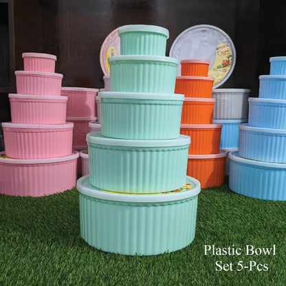 Next Icon Plastic Bowl Set with Rubber Lid 5-Pcs!