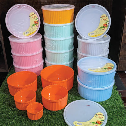 Next Icon Plastic Bowl Set with Rubber Lid 5-Pcs!