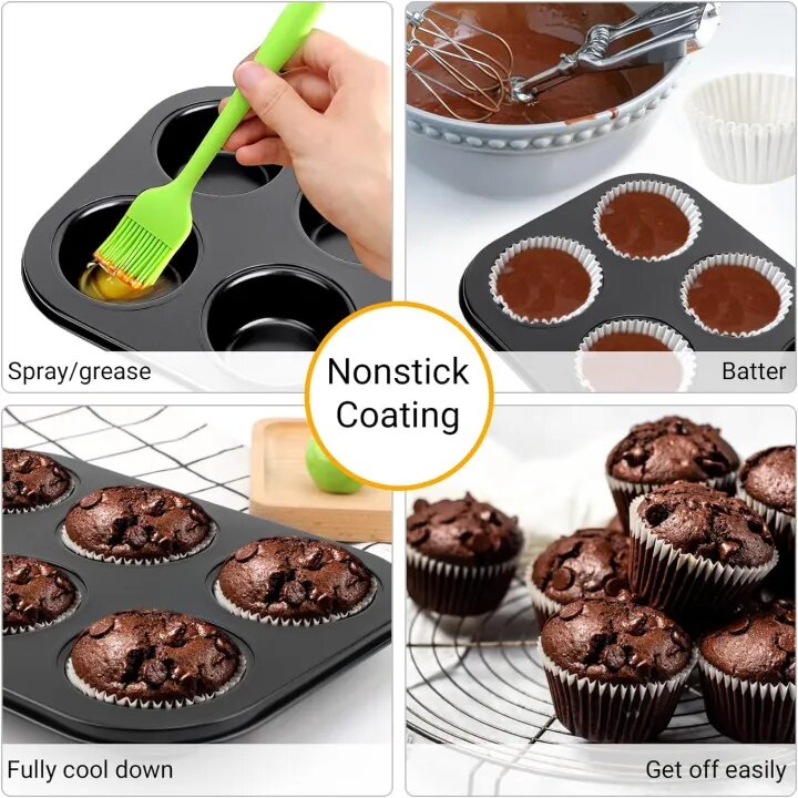 Non-Stick Muffin Pan Cake Tray 6 & 12-Pcs!