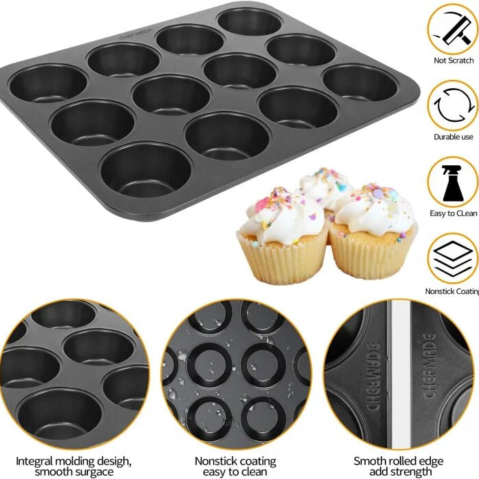 Non-Stick Muffin Pan Cake Tray 6 & 12-Pcs!