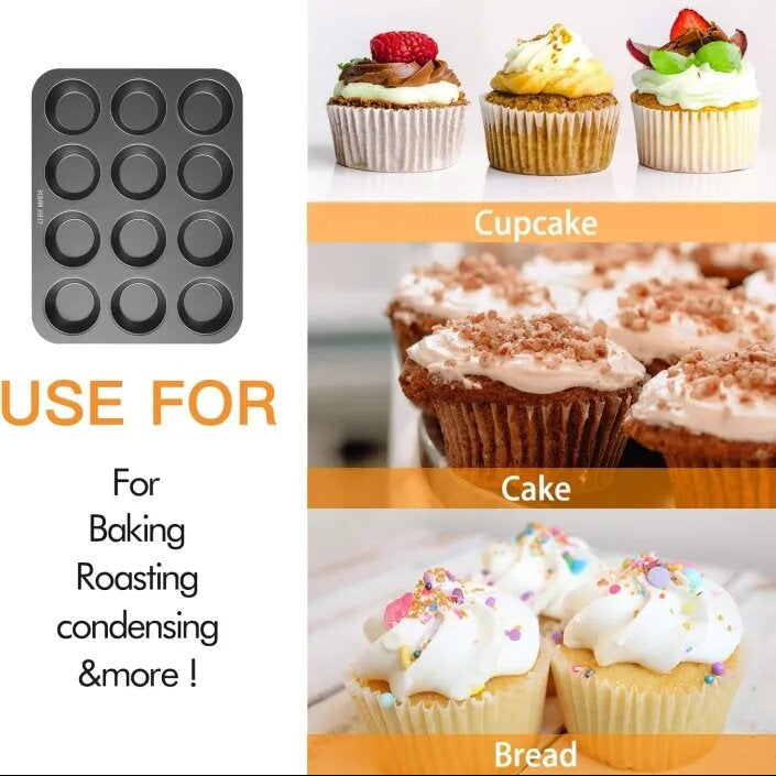 Non-Stick Muffin Pan Cake Tray 6 & 12-Pcs!