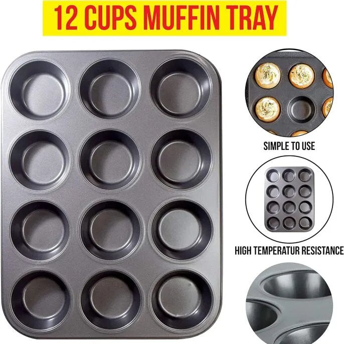 Non-Stick Muffin Pan Cake Tray 6 & 12-Pcs!