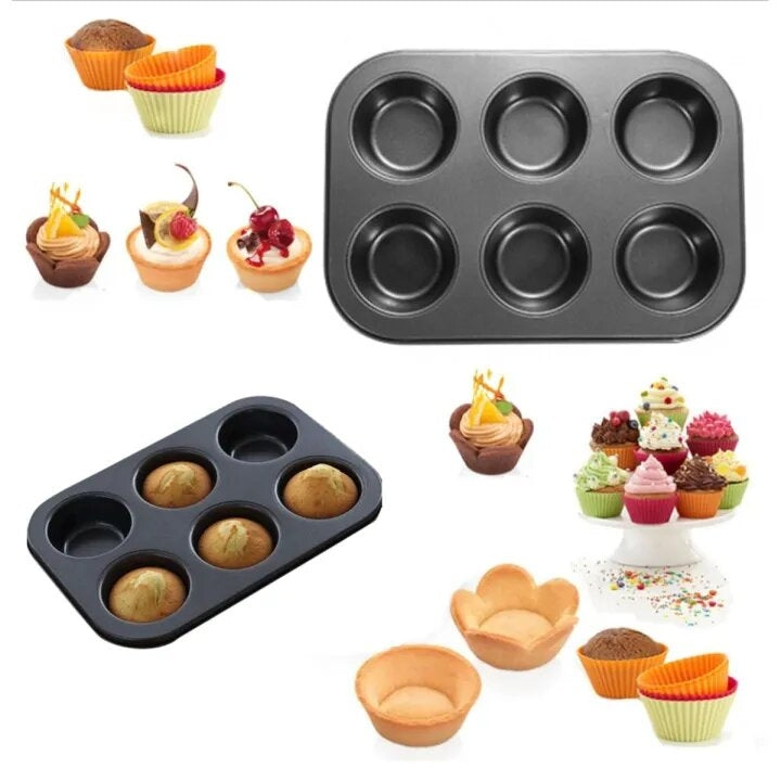 Non-Stick Muffin Pan Cake Tray 6 & 12-Pcs!
