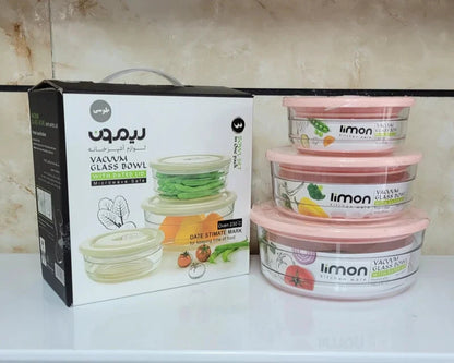 Limon Vacuum Glass Bowl Set 3-Pcs (Plain)!