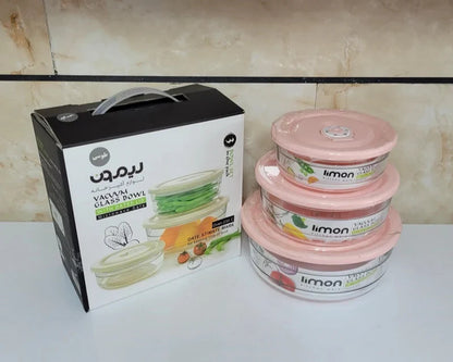 Limon Vacuum Glass Bowl Set 3-Pcs (Plain)!