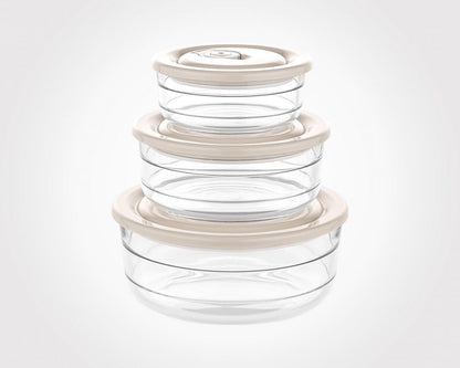Limon Vacuum Glass Bowl 3-Pcs Set (Plain)