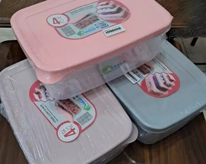 Ashkan Plastic Food Container Set 4-Pcs (Rectangle)