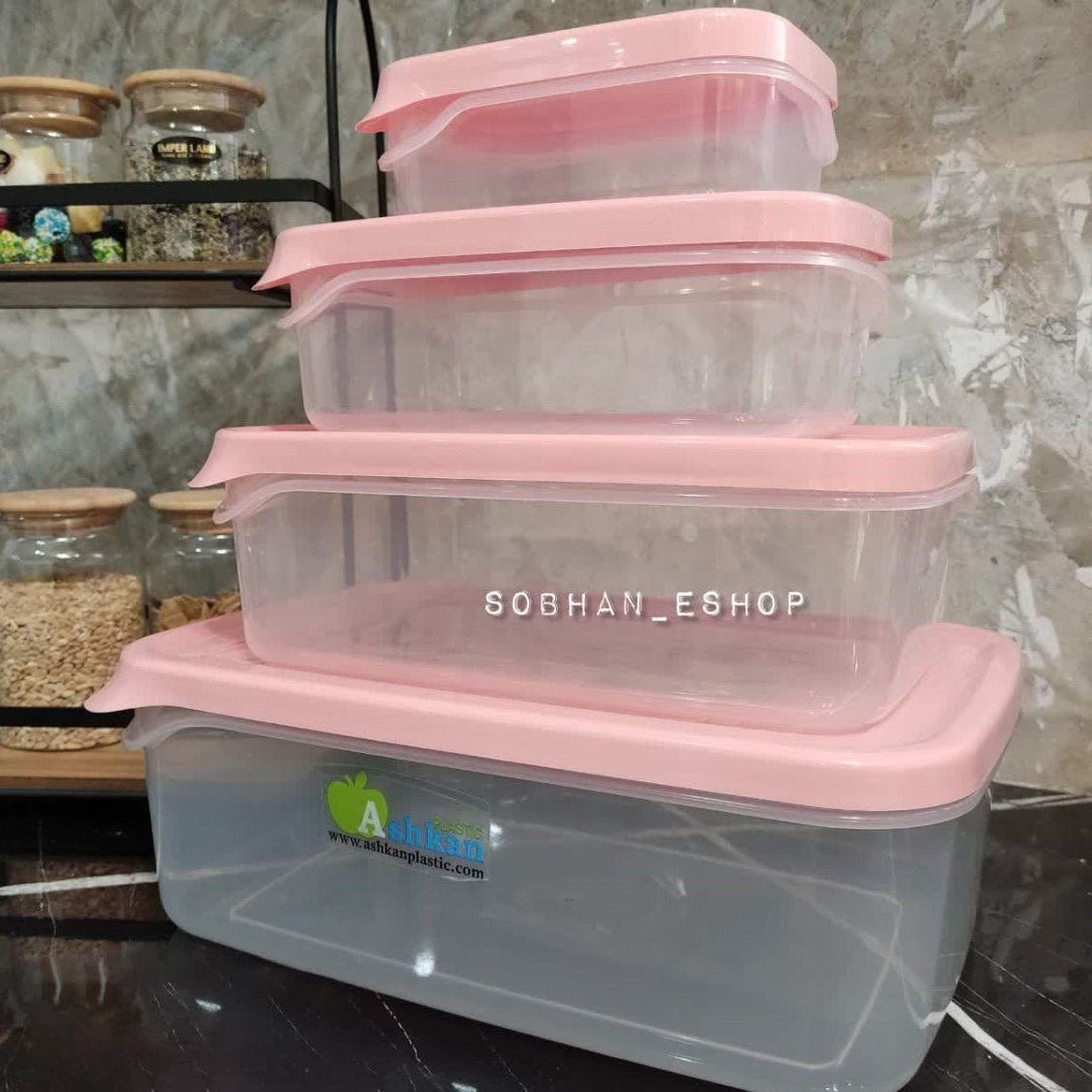 Ashkan Plastic Food Container Set 4-Pcs (Rectangle)