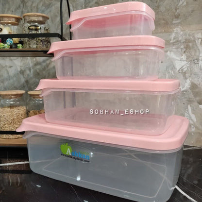 Ashkan Plastic Food Container Set 4-Pcs (Rectangle)
