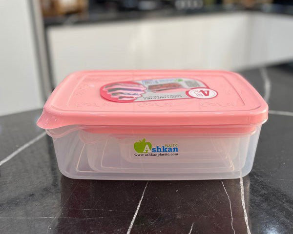 Ashkan Plastic Food Container Set 4-Pcs (Rectangle)