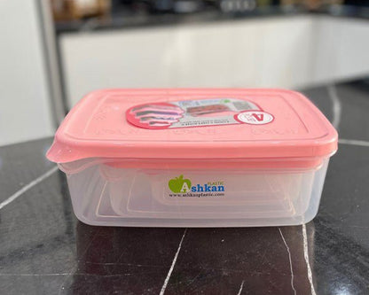 Ashkan Plastic Food Container Set 4-Pcs (Rectangle)