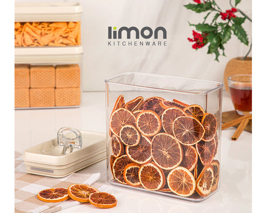 Limon Rectangular Canister Jar with a Thumb Lid of 2.7 L