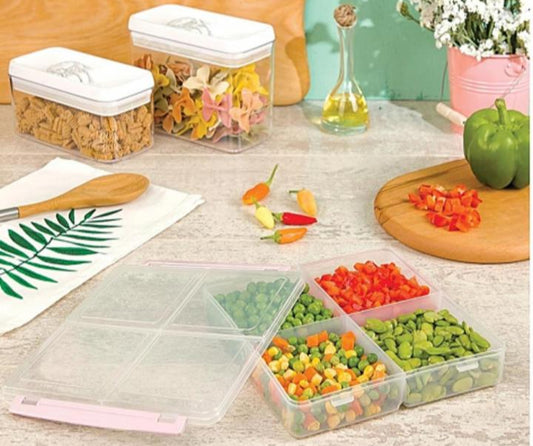 Airtight Food Storage Box in 4-Sections!