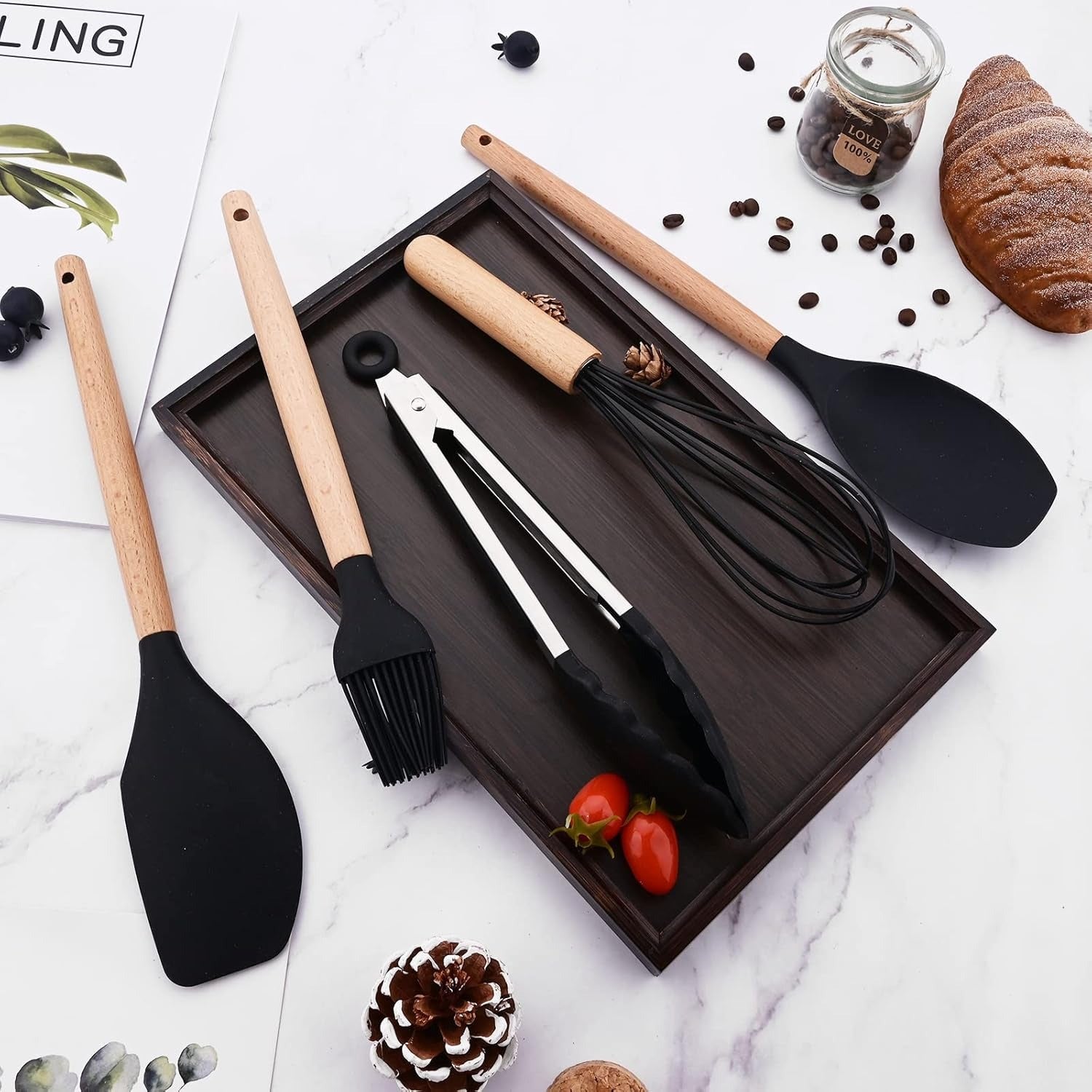 Non-Stick Silicon Kitchen Tool Set 12-Pcs (Utensils)!