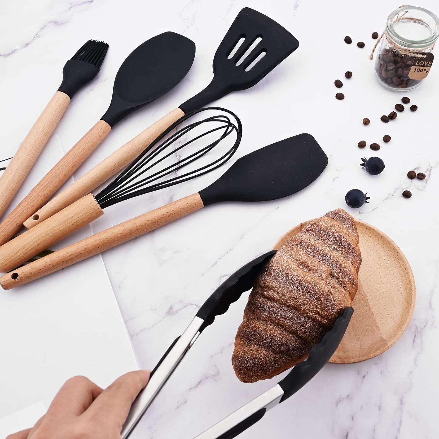 Non-Stick Silicon Kitchen Tool Set 12-Pcs (Utensils)!