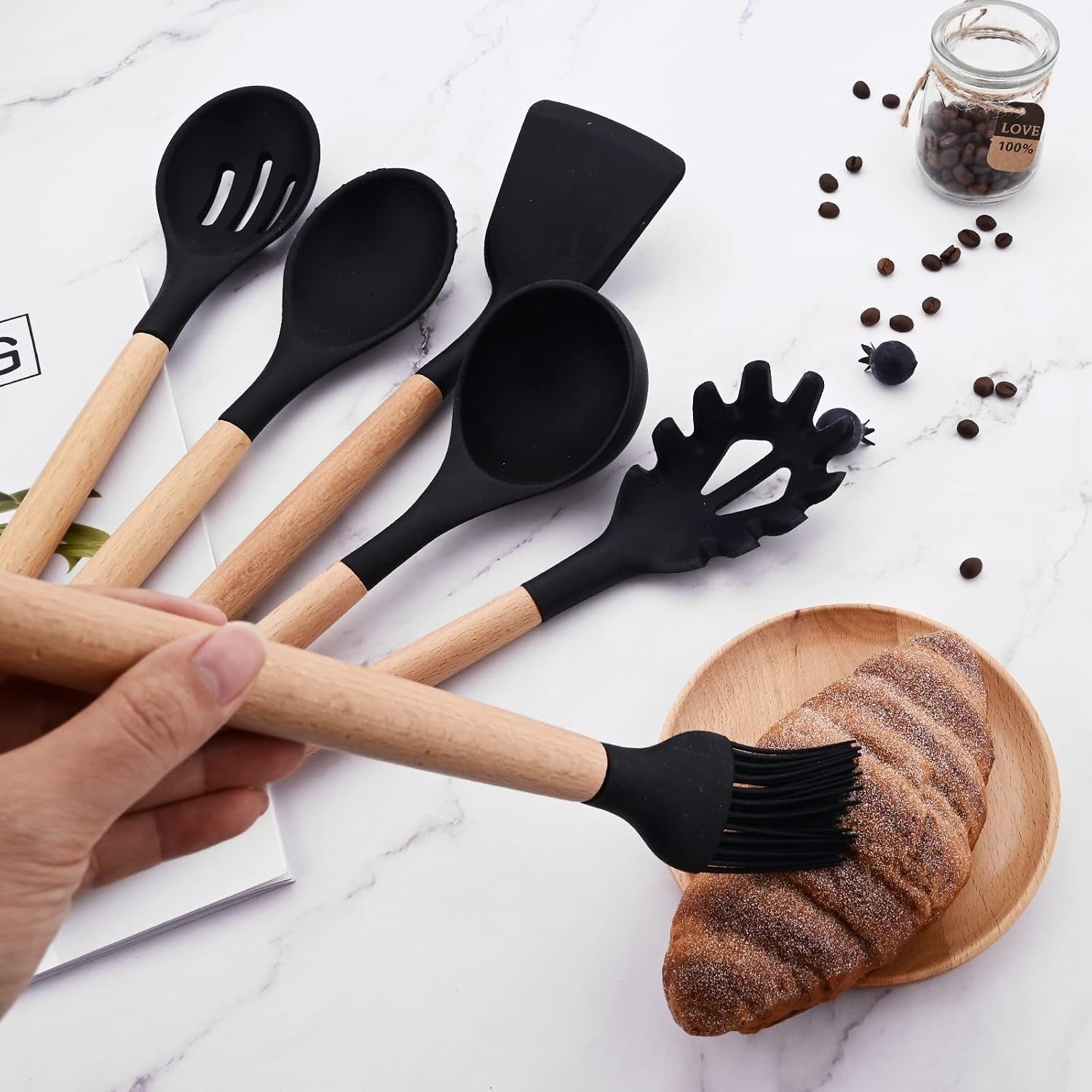 Non-Stick Silicon Kitchen Tool Set 12-Pcs (Utensils)!