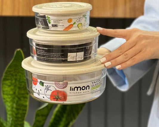 Limon Vacuum Glass Bowl Set 3-Pcs (Plain)!