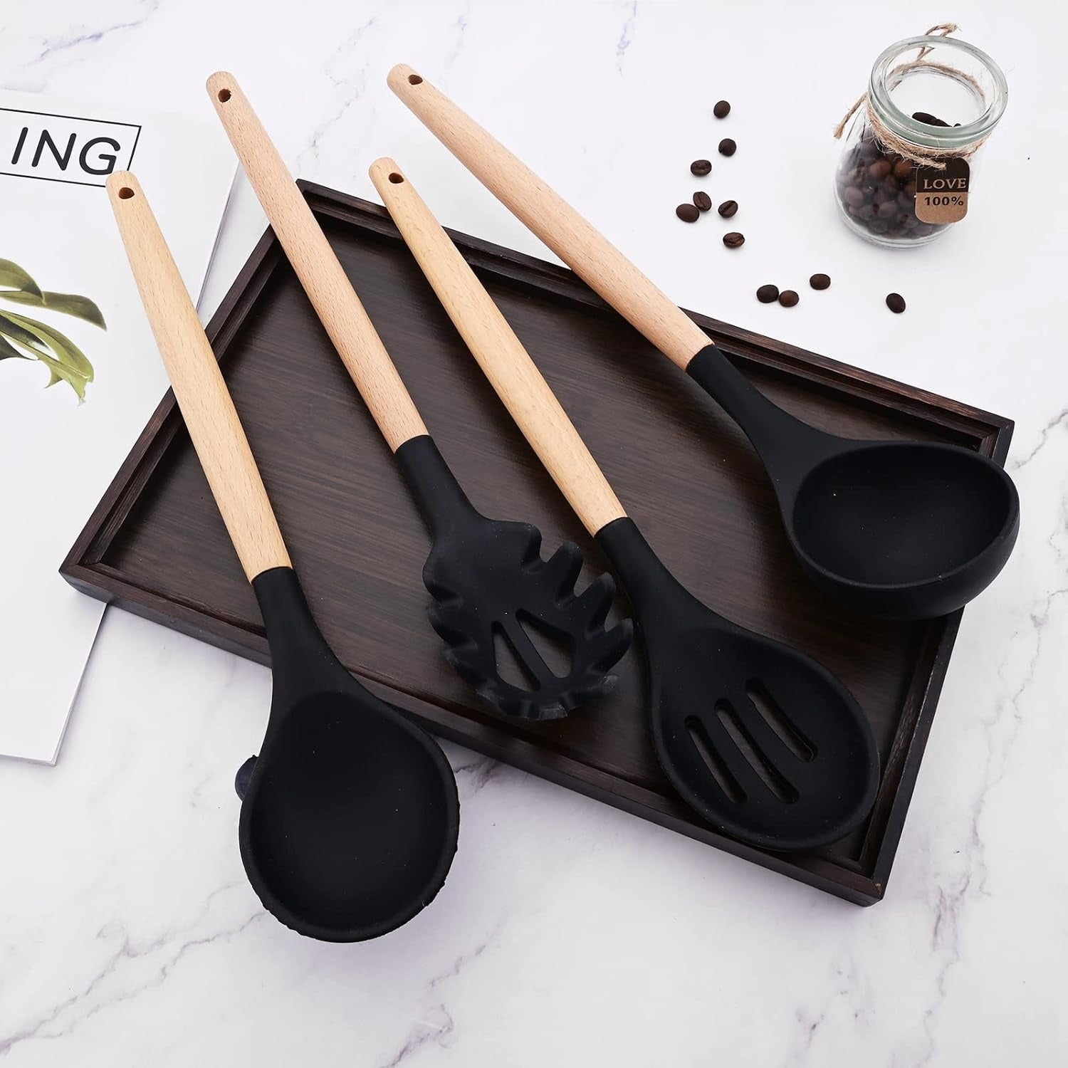 Non-Stick Silicon Kitchen Tool Set 12-Pcs (Utensils)!