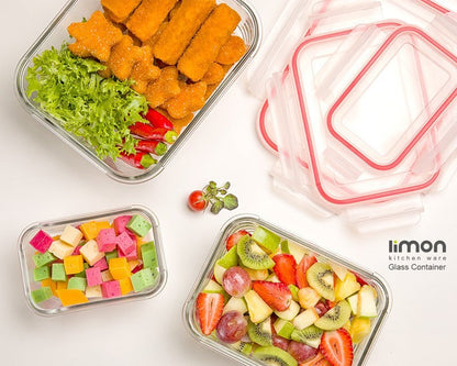 Limon Glass Container 3-Pcs Set (Rectangle)!