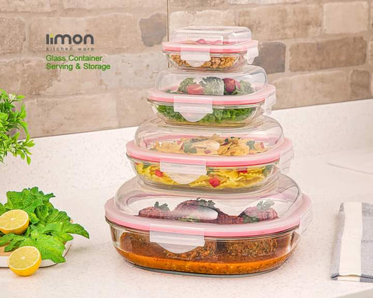 Limon Glass Container Set 4-Pcs (Round)