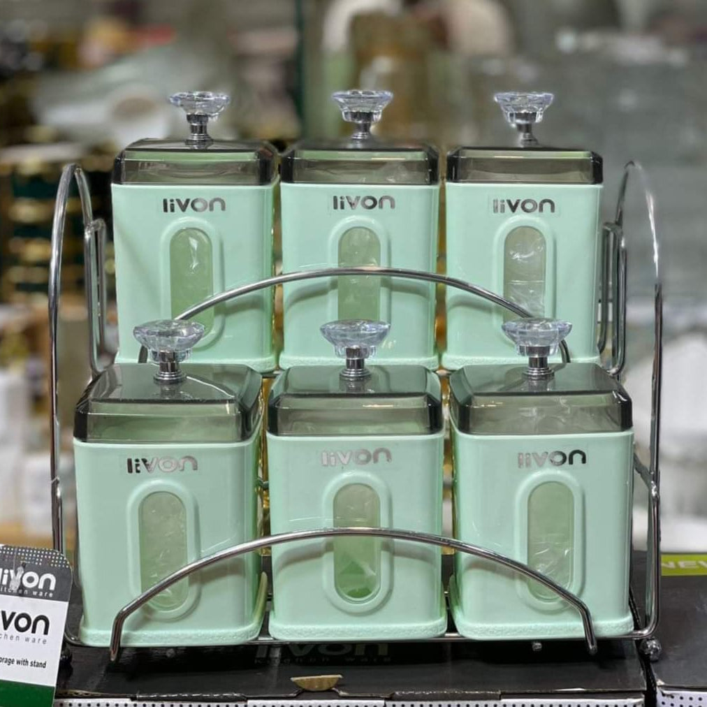 Livon Spice Jar Set 6-Pcs with Steel Stand!